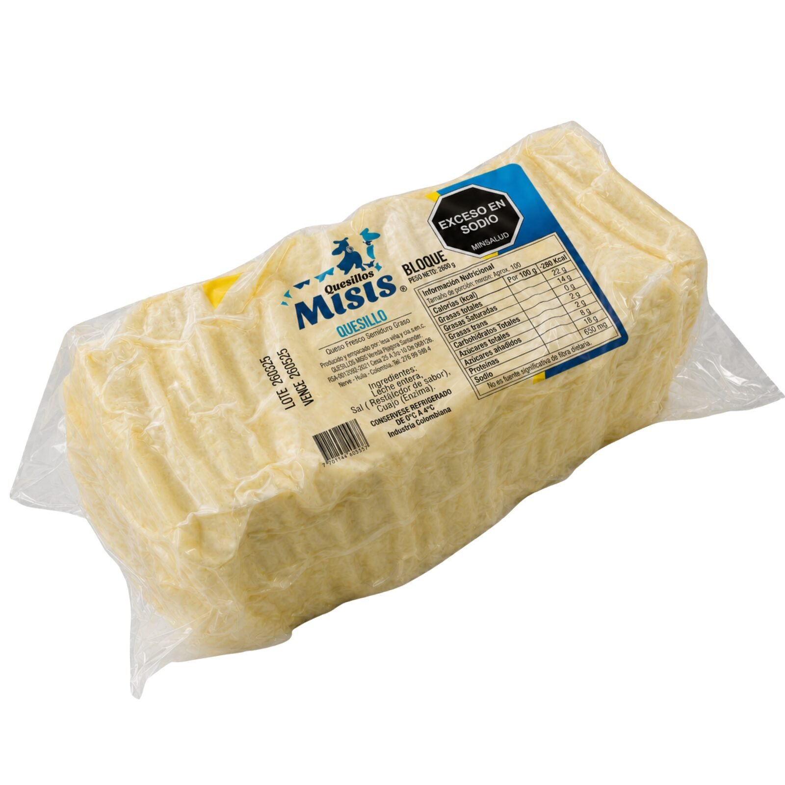 Quesillo MISIS Bloque TAJADO 2500 g- Domiliciosenneiva-Mejorquesodelpais-Neiva